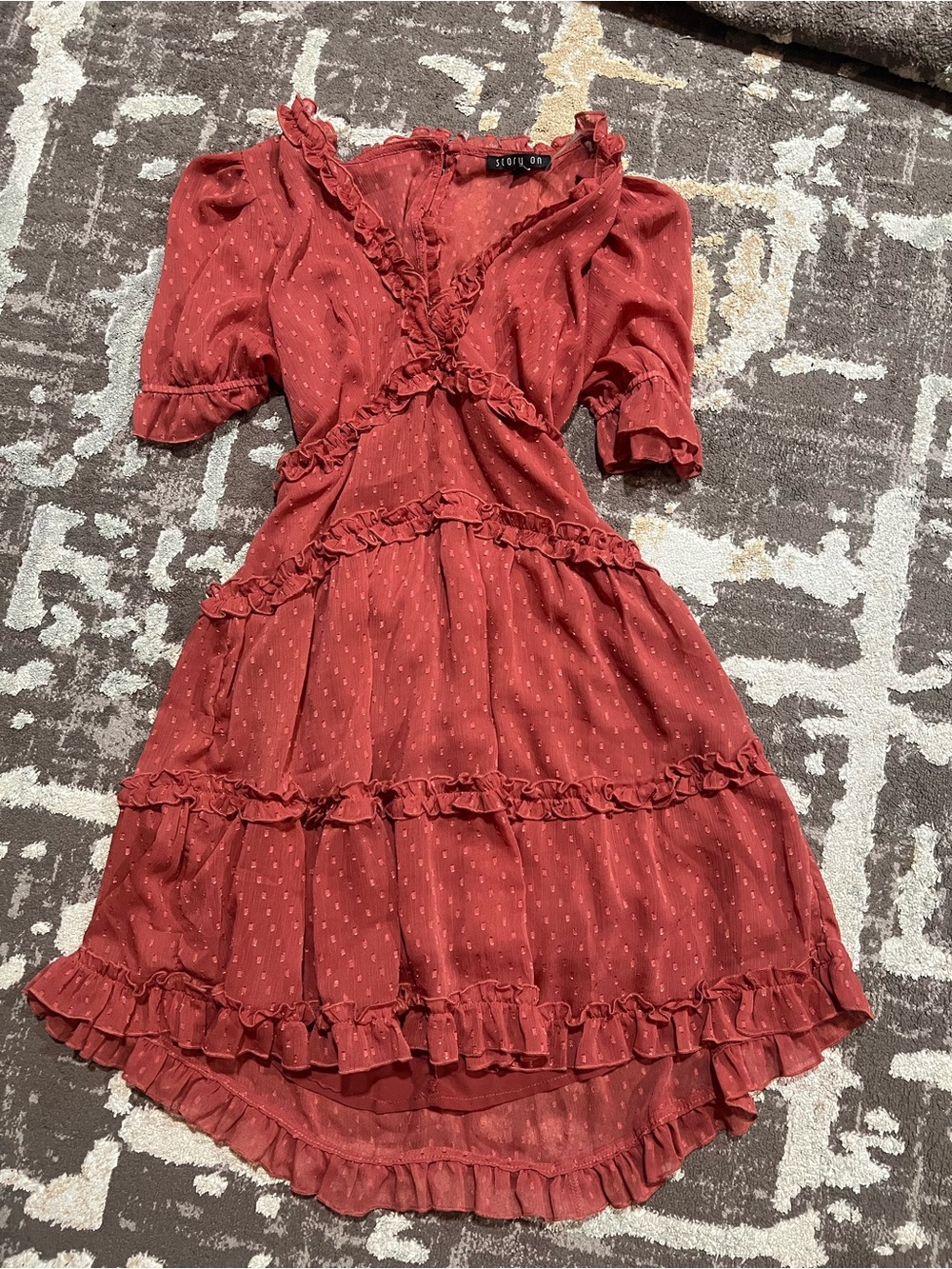 torrid rust red ruffle tiered dress